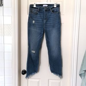 Cello crop asymmetrical fray jeans 11